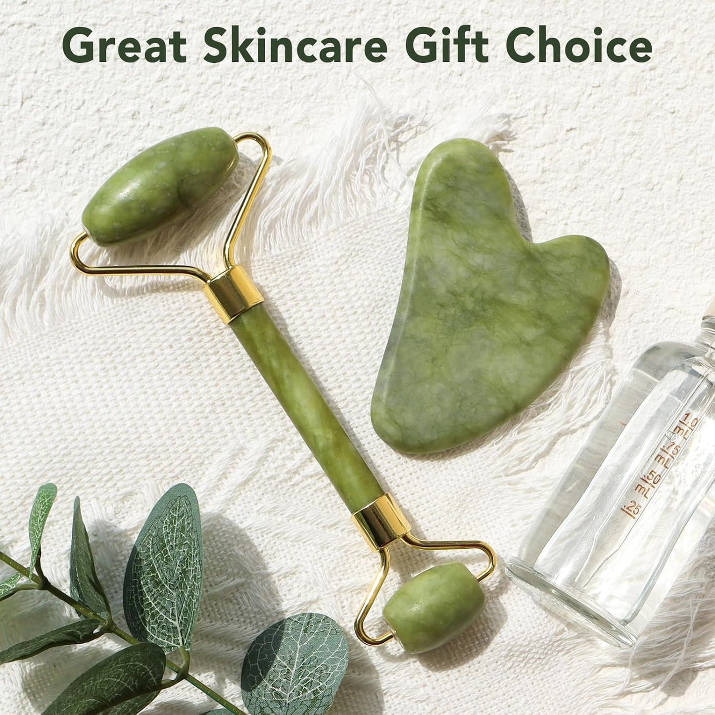 Jade Roller & Gua Sha Set – Natural Stone Face Massager