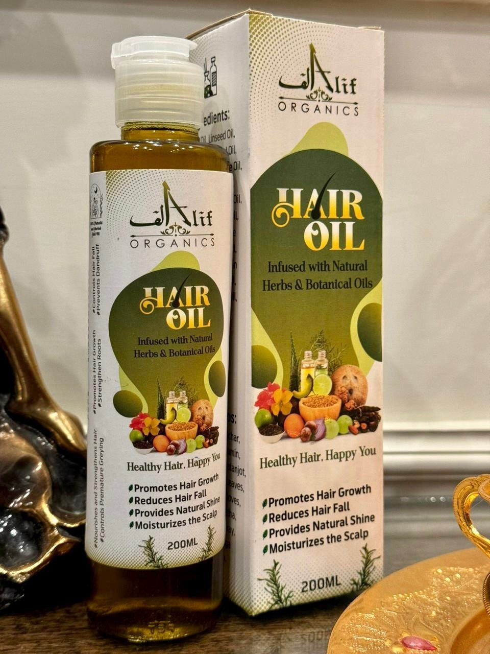 Alif Organics Hair Oil – Infused with Natural Herbs & Botanical Oils (200ml)