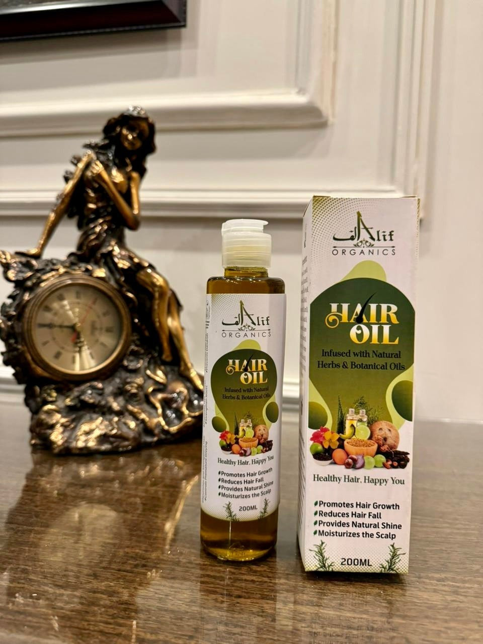 Alif Organics Hair Oil – Infused with Natural Herbs & Botanical Oils (200ml)