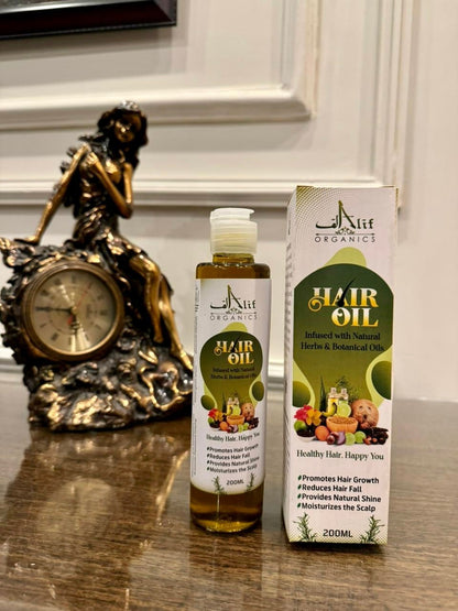 Alif Organics Hair Oil – Infused with Natural Herbs & Botanical Oils (200ml)