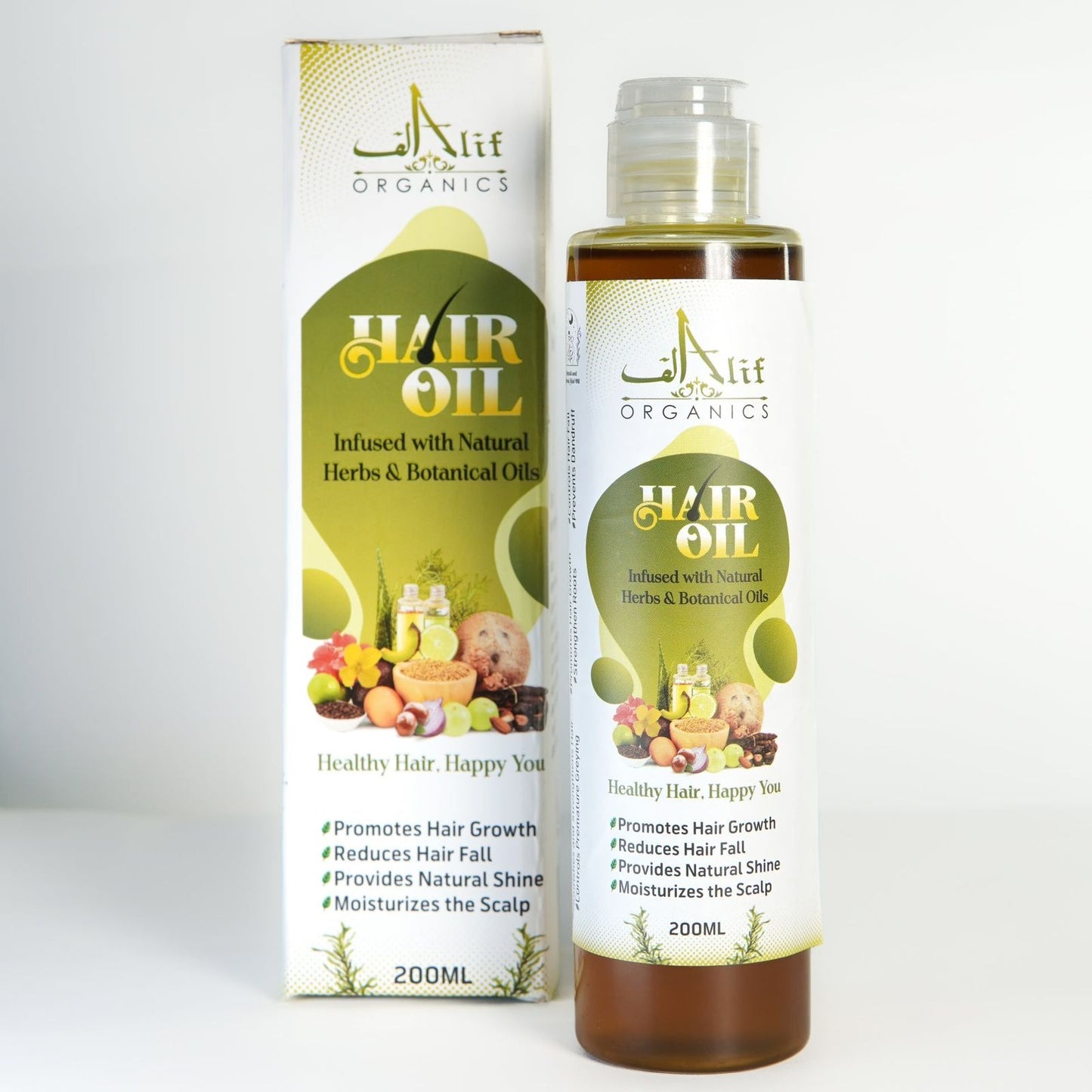 Alif Organics Hair Oil – Infused with Natural Herbs & Botanical Oils (200ml)