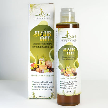 Alif Organics Hair Oil – Infused with Natural Herbs & Botanical Oils (200ml)