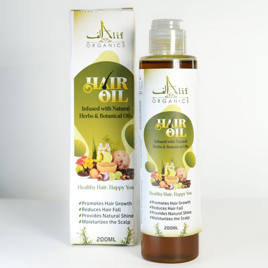 Alif Organics Hair Oil – Infused with Natural Herbs & Botanical Oils (200ml)