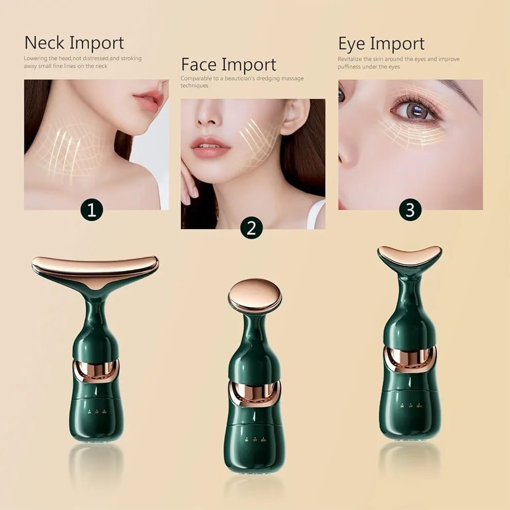 3-in-1 Electric Face Lifting & Tightening Massager – Neck, Face & Eye