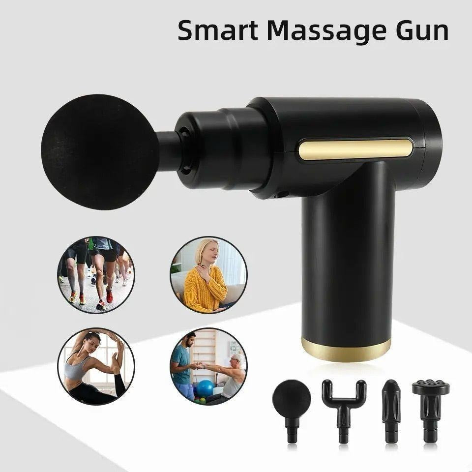 Percussion Massage Gun – 4 Interchangeable Heads & Deep Tissue Relief